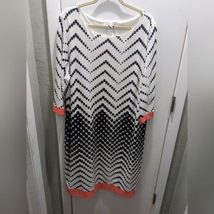 Sandra Darren Size 22W white with Black polka Dots and coral color trim …